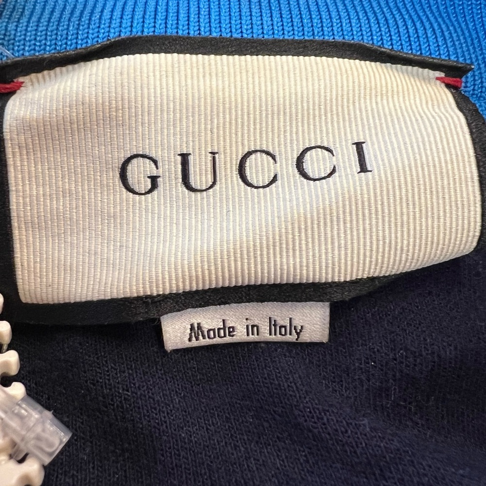 Gucci Blue & Navy Contrast Ribbed Collar Jacket - Picture 2 of 9